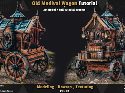 Old Medival Wagon 3D model