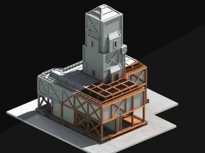 Medieval Low Poly Building Castle Wooden Village Stone House 17 Low-poly 3D model