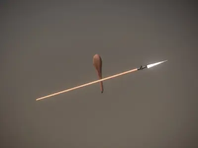 Spear And Club low poly game ready 3D model