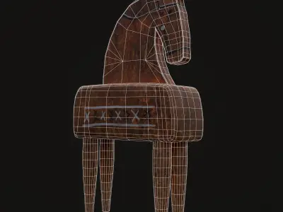 Rustic Hand Painted Toy Horse Low-poly 3D model