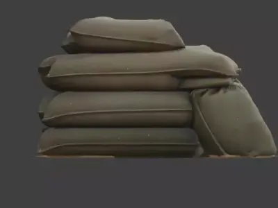 Battle Damaged Military Sandbag Wall 3D Model Low-poly 3D model