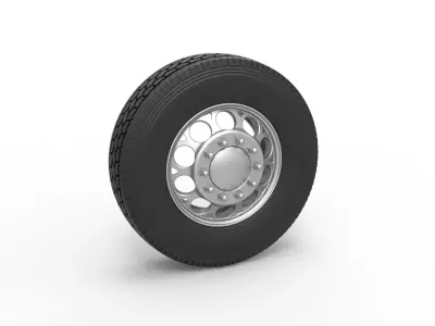 Front custom wheel of semi truck Version 6 Scale 1 to 25 3D print model