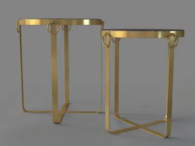 Onix Set Of 2 Tables Purple And Antique Gold 3D model