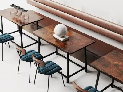 Industrial Cafe Dining Area And Coffee Shop Scene 3D model