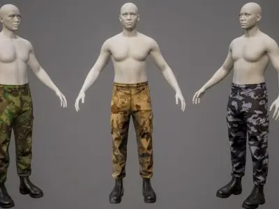 Tactical Cargo Pants Boots 01 Low-poly 3D model