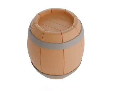 High Detail Stylized Wooden Barrel low poly Low-poly 3D model