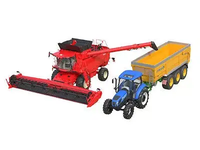 Combine Harvester Tractor Trailor v4 3D Model Pack