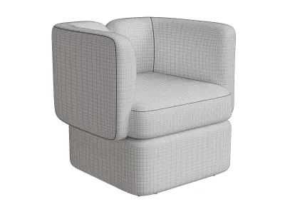 Shelter Back Accent Brown Chair Low-poly 3D model