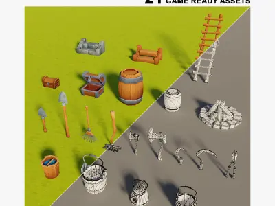 3D Farm Assets Pack model Low-poly 3D model