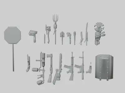 Crafting Weapons 3d model Low-poly 3D model
