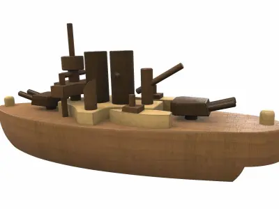 Wooden ship toy 1 Free 3D model