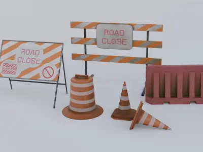 Road Blocker Low-poly 3D model purchase