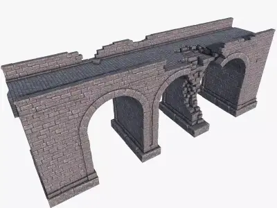 Bridge Ruins Low-poly 3D model