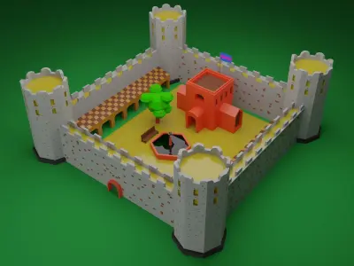  Fortress medieval Low-poly 3D model