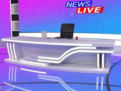  News Broadcast Studio Set 