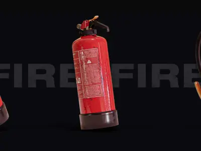 RUSTY CO2 FIRE EXTINGUISHER - GAME READY - LOW POLY - PBR Low-poly 3D model