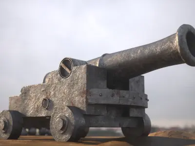 Artillery cannon 3D model
