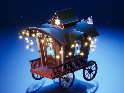 Christmas Trailer Low-poly 3D model