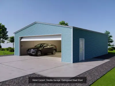 Metal Carports and Garages Collection-9 Modular Steel Shelters 3D Model Pack