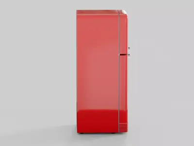 Retro fridge red Low-poly 3D model