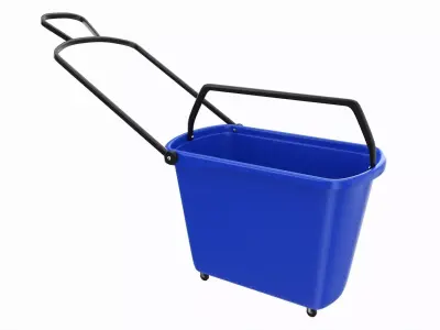 Store rolling shopping basket blue 3D model