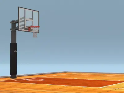 Arena Sports Facility with Dual Basketball Hoops Brown 3D model purchase