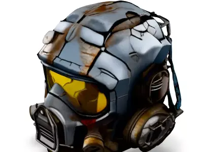 SciFi Helmet with Cracked Visor Low-poly 3D model