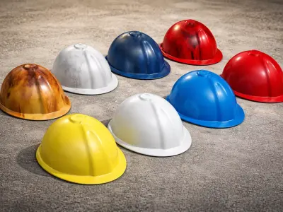 Low Poly Construction Safety Helmet Pack 8 Hard Hats Game Ready Low-poly 3D model