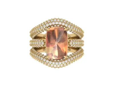 Cushion Art deco Ring 3D print model 5
