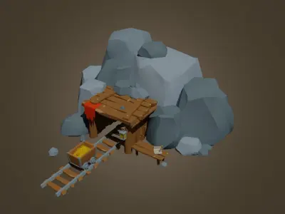 Goblins and Orcs Gold Mine Low-poly 3D model