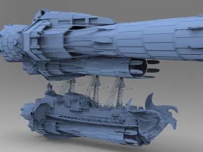 Sci fi Airship Space design 4 3D model
