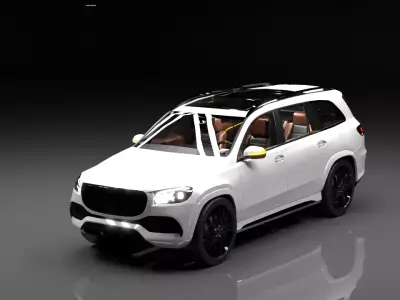 Luxury  SUV Rigged 3D Model With Interior 4x4 3D model