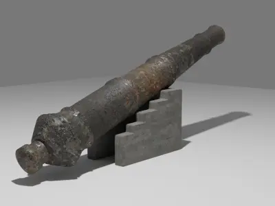 Cannon Statue Low-poly 3D model