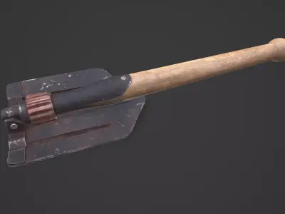 WW2 German Military Folding Shovel Low-poly PBR Low-poly 3D model