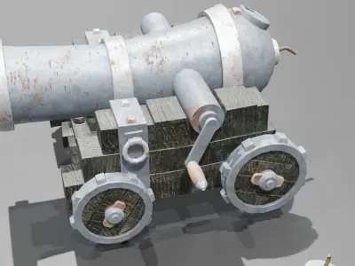 Realistic Ancient Cannon Low Poly 3D model
