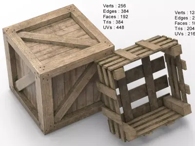 Wooden Box Crate Low-poly 3D model Low-poly 3D model purchase