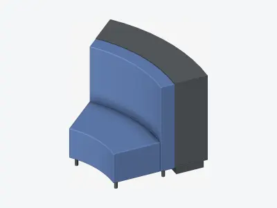 Shelving - Library - Integral - Curve - 3 Tier - Seating Low-poly 3D model