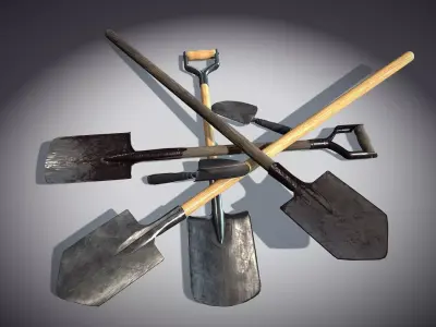 Shovel Pack Low-poly 3D model