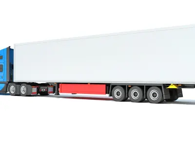Truck with Reefer Refrigerator Trailer 3D model shop
