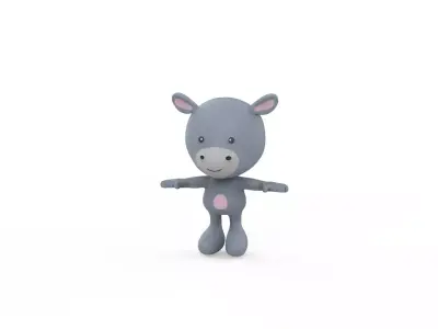 Character007 Hippo Animal Low-poly 3D model
