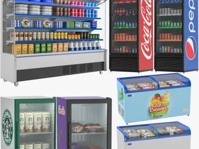 Supermarket Refrigerator Collection 3D model