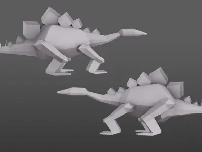 low Poly dino two dinosaurs Low-poly 3D model