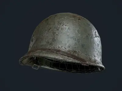 WW2 American Soldier Military Helmet Game Ready Low-poly 3D model get