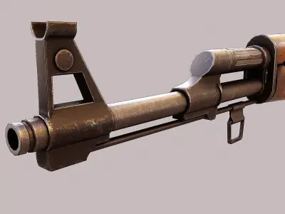 Ak47 assault riffle gun realistic pbr  ready 3d model  Low-poly 3D model