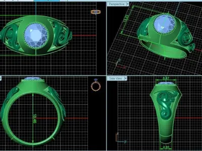  ring vintage unisex patterned quartz 452 3D print model