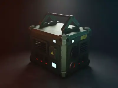 Power Supply Crate or Generator Unit Low-poly 3D model