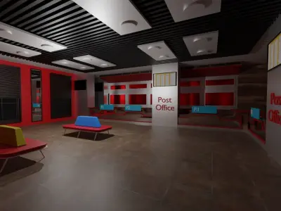 Post Office Interior Low-poly 3D model get
