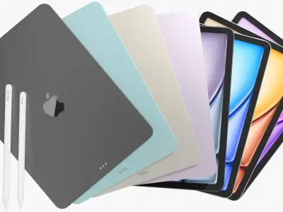 Apple iPad Air 11 2026 WiFi and Cellular with Pencils All Colors 3D model