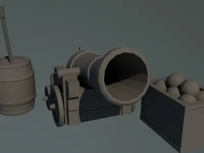 Low Poly Cannon - No Textures - Clean Canvas Free low-poly 3D model