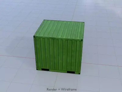 Transport-Container Yellow-Green 6ft Low-poly 3D model